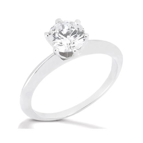 Anello Solitario Con Genuino Diamante Da 1 Carati Con Gioielli Da Donna In Oro Bianco 14K