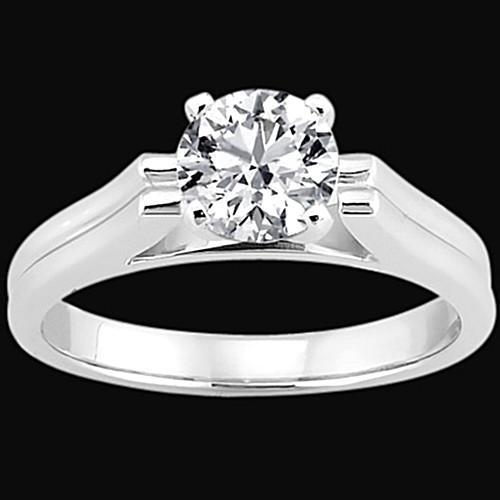 Anello Solitario Con Genuino Diamante Da 2.50 Carati In Oro Bianco Nuovo