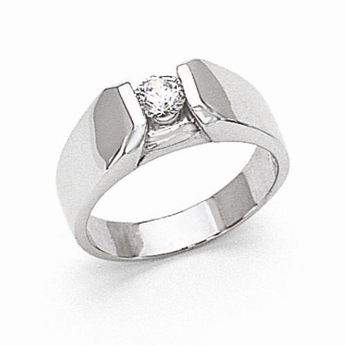 Anello Solitario Con Genuino Diamante Rotondo Da 0.50 Carati In Oro Bianco 14K