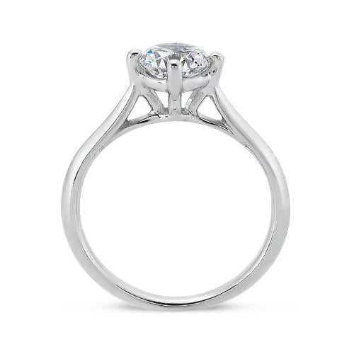 Anello Solitario Con Genuino Diamanti. 1.5 Carati. Montatura A Griffe. Oro Bianco 14K