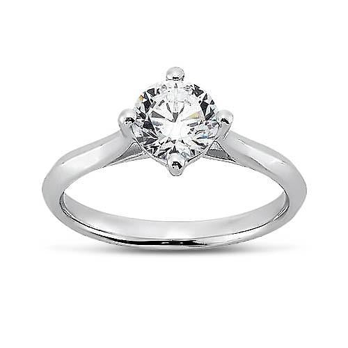 Anello Solitario Con Genuino Diamanti. 1.5 Carati. Montatura A Griffe. Oro Bianco 14K
