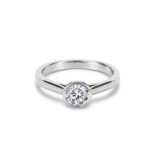 Anello Solitario Con Genuino Diamanti A Taglio Rotondo Scintillante Con Castone Da 1.50 Ct