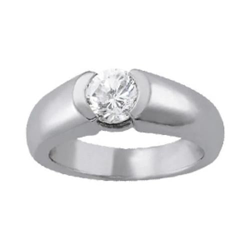 Anello Solitario Con Naturale Diamante A Mezza Lunetta 0.75 Carati Gioielli