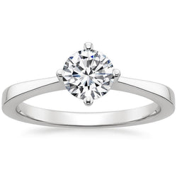Anello Solitario Con Naturale Diamante A Taglio Rotondo 1 Carato 4 Griffe