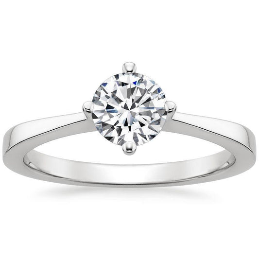 Anello Solitario Con Naturale Diamante A Taglio Rotondo 1 Carato 4 Griffe
