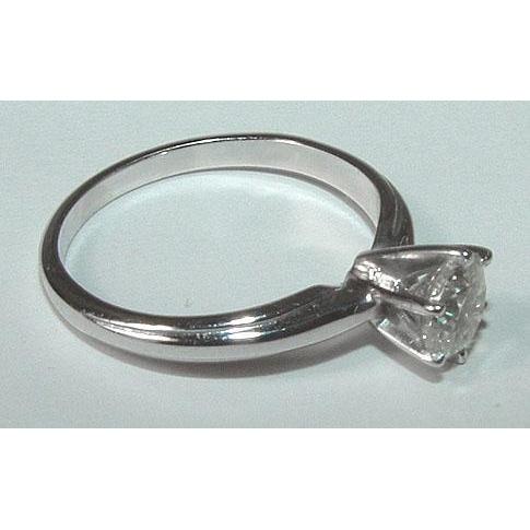 Anello Solitario Con Naturale Diamante Rotondo Da 1 Carato In Oro Bianco 14K