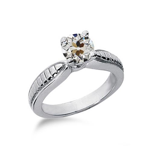 Anello Solitario Con Naturale Diamanti Tagliati A Miniera, Gioielli Da Donna, 1 Carato