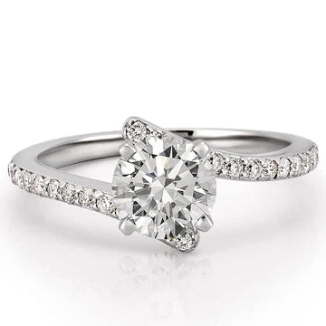Anello Solitario Con Vero Diamante A Forma Rotonda Gambo Ritorto 1.7 Carati