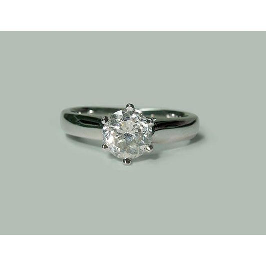 Anello Solitario Con Vero Diamante Da 1.30 Carati In Oro Bianco 14K