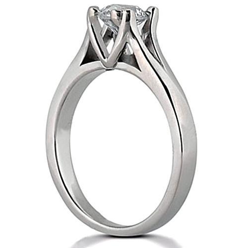 Anello Solitario Con Vero Diamante Rotondo Da 1 Carato In Oro Bianco 14K Nuovo
