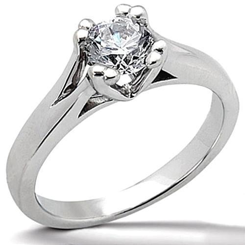 Anello Solitario Con Vero Diamante Rotondo Da 1 Carato In Oro Bianco 14K Nuovo