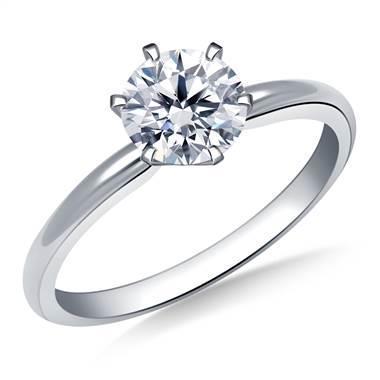 Anello Solitario Con Vero Diamante Rotondo Da 1,30 Ct, Oro Bianco Massiccio 14K
