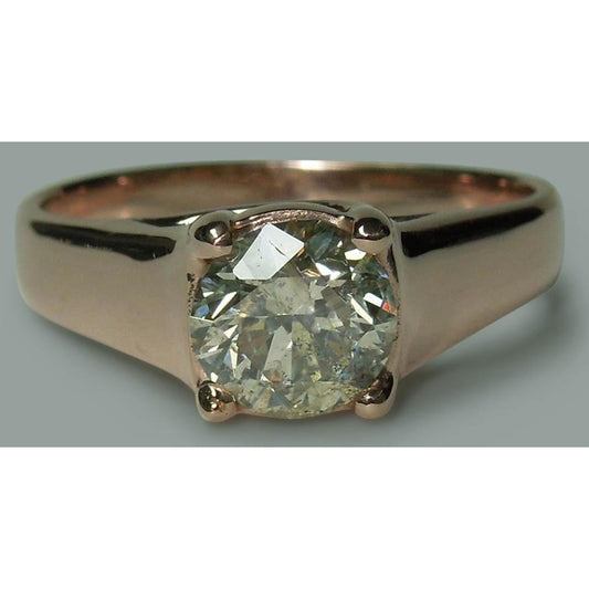 Anello Solitario Con Vero Diamante Rotondo Da 2 Carati. Nuovo Oro Rosa 14K