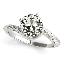 Anello Solitario Con Vero Diamante Rotondo Vecchio Minatore Stile Vintage 2,50 Carati