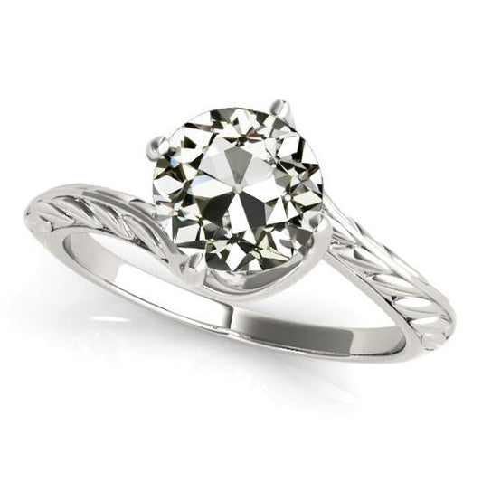 Anello Solitario Con Vero Diamante Rotondo Vecchio Minatore Stile Vintage 2,50 Carati
