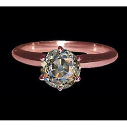 Anello Solitario Con Vero Diamante Taglio Vecchia Miniera Oro Rosa 2.51 Carati