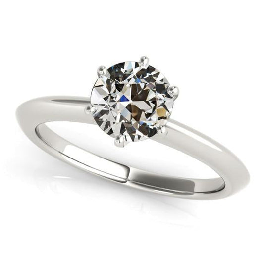 Anello Solitario Con Vero Diamante Taglio Vecchia Miniera, 6 Poli, 2 Carati