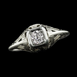 Anello Solitario Da 1 Carato Con Genuino Diamante Tondo Taglio Antico Stile Antico
