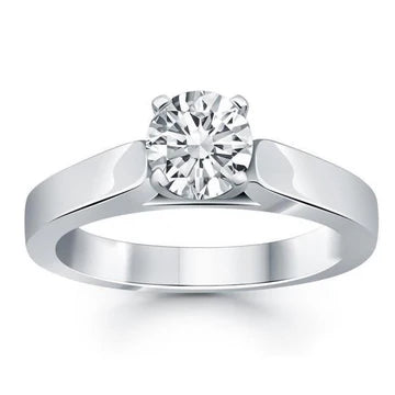Anello Solitario Da 1 Carato Con Vero Diamante Rotondo In Oro Bianco 14K