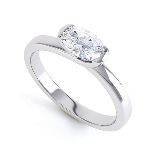 Anello Solitario Da 1,75 Carati Con Naturale Diamante A Taglio Ovale, Oro Bianco 14K