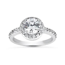 Anello Solitario Da 2.30 Ct Con Accenti Halo Con Genuino Diamanti Rotondi