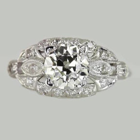 Anello Solitario Da 2.50 Carati Con Vero Diamante Taglio Antico Con Accenti SStile Vintage