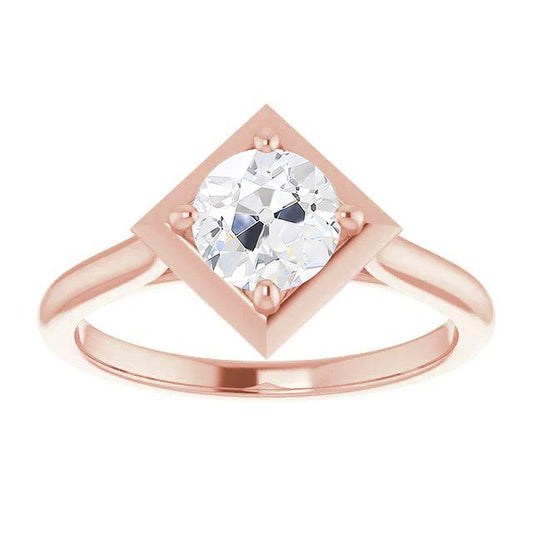 Anello Solitario Da 2 Carati Gioielli In Stile Aquilone Con Vero Diamanti Tagliati A Miniera D'Epoca