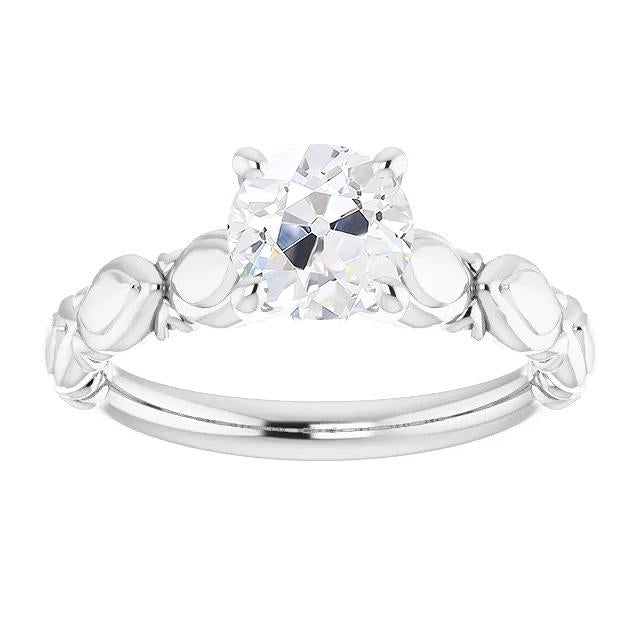 Anello Solitario Da Donna Anniversario Con Naturale Diamante Taglio Antico Rotondo 2 Carati