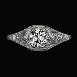 Anello Solitario Da Donna Con Vero Diamante Taglio Antico Rotondo Stile Vintage 1.50 Carati