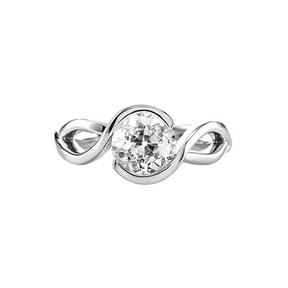 Anello Solitario Da Donna Con Vero Diamante Tondo Taglio Antico. Stile Ritorto Da 1 Carato