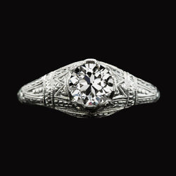 Anello Solitario Da Donna In Oro Con Naturale Diamante A Taglio Antico Stile Antico 2 Carati