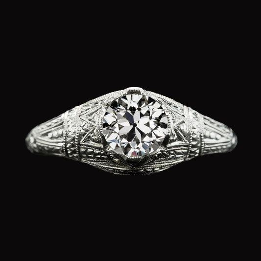 Anello Solitario Da Donna In Oro Con Naturale Diamante A Taglio Antico Stile Antico 2 Carati