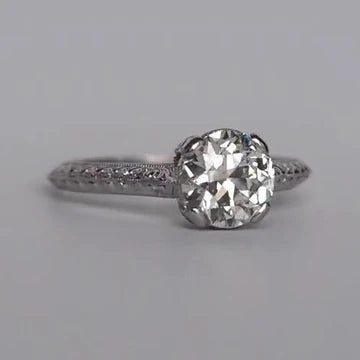 Anello Solitario Da Donna Rotondo Con Vero Diamanti A Taglio Antico Da 1.75 cCrati Gioielli
