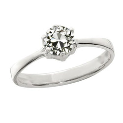 Anello Solitario Da Donna, Rotondo, Con Naturale Diamante Di Taglio Antico, Gambo Affusolato, 1,5 Carati