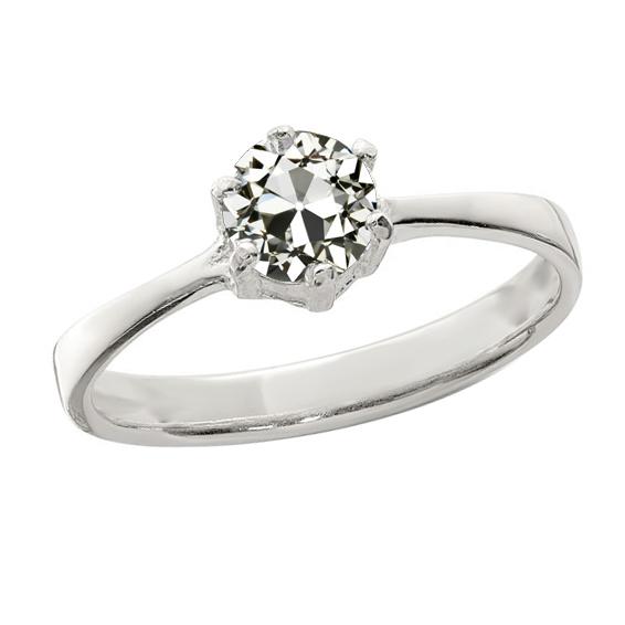 Anello Solitario Da Donna, Rotondo, Con Naturale Diamante Di Taglio Antico, Gambo Affusolato, 1,5 Carati