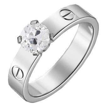Anello Solitario Da Donna, Rotondo, Con Vero Diamanti A Taglio Vecchio Miniera, Gioielli In Oro Da 1 Carato