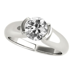 Anello Solitario Da Donna, Vecchio Minatore, Mezza Lunetta Con Naturale Diamanti, 2,50 Carati