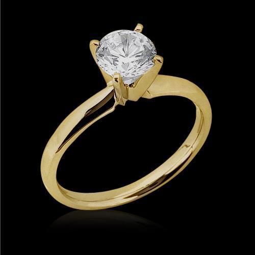 Anello Solitario Da Matrimonio Con Genuino Diamante Da 0,50 Carati In Oro Giallo 14K