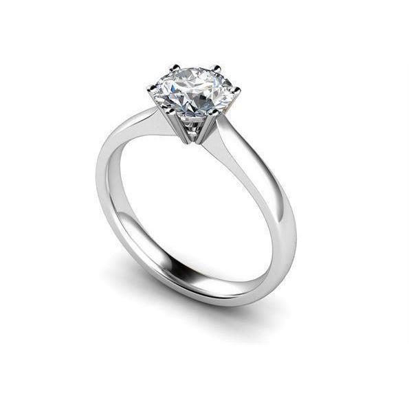 Anello Solitario Di Fidanzamento Con Genuino Diamante 0.75 Ct. Oro Bianco 14K