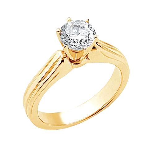 Anello Solitario Di Fidanzamento Con Genuino Diamante Solitario Da 1.5 Carati In Oro Giallo 14K