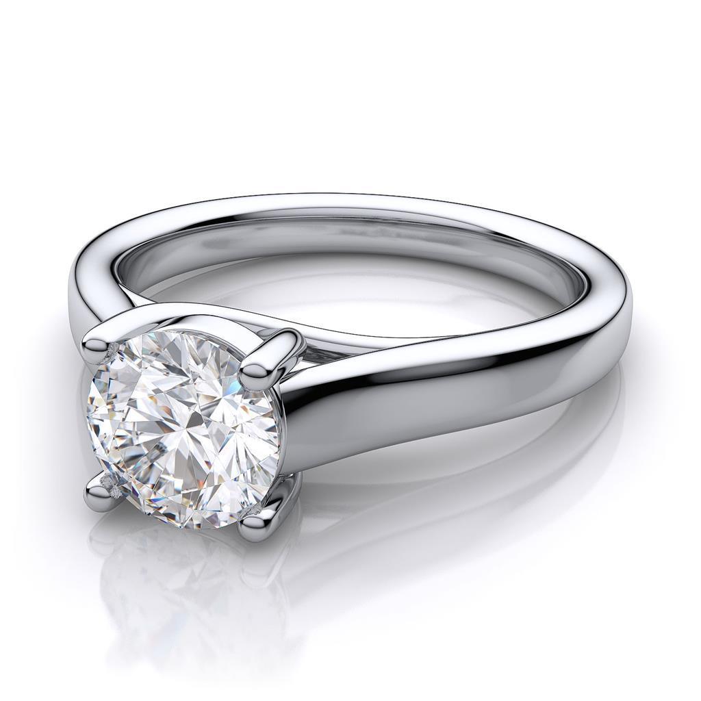 Anello Solitario Di Fidanzamento Con Naturale Diamante Rotondo Da 1 Carato Gioielli In Oro Bianco
