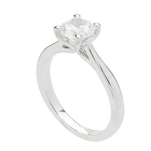 Anello Solitario Di Fidanzamento Con Naturale Diamante Rotondo Da 1,5 Carati In Oro Bianco 14K