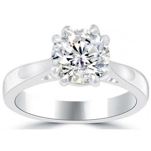 Anello Solitario Di Fidanzamento Con Naturale Diamante Rotondo Da 3 Carati In Oro Bianco 14K