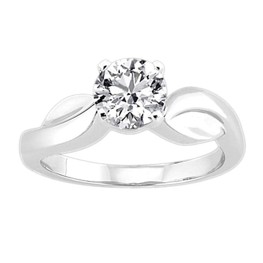 Anello Solitario Fantasia con Genuino Diamante Rotondo 3 Carati Oro Bianco 14K Nuovo