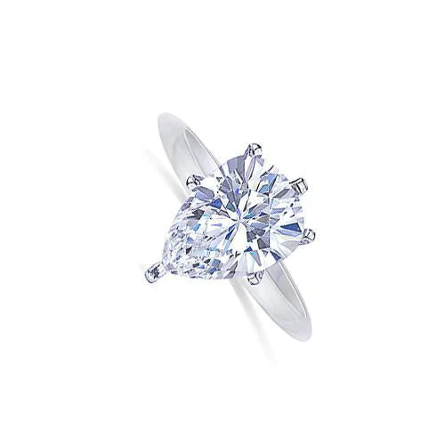 Anello Solitario Genuino Diamante Pera