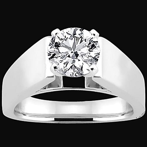 Anello Solitario Genuino Diamante Tondo Brillante Euro Gambo 2,50 Carati Oro Bianco