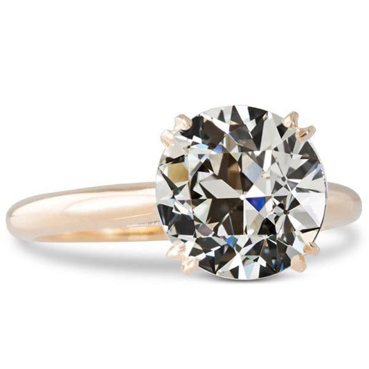 Anello Solitario Il Giro Old Mine Cut Naturale Diamante Double Prong Set 4 Carati