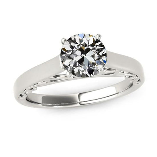 Anello Solitario Il Giro Old Mine Cut Naturale Diamante Vintage Style 2 Carati