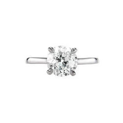 Anello Solitario In Oro 14K Con Genuino Diamante Rotondo Taglio Antico Set 1.25 Carati