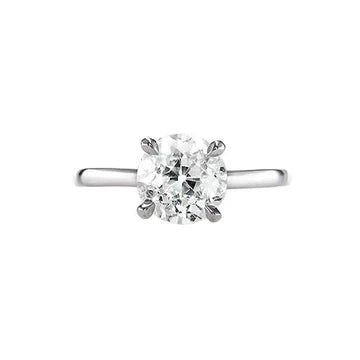 Anello Solitario In Oro 14K Con Genuino Diamante Rotondo Taglio Antico Set 1.25 Carati